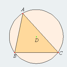 image of a circle, with center point at D, circumscribed about triangle ABC