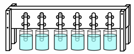 Alternate experimental setup using homemade test tube mounting.