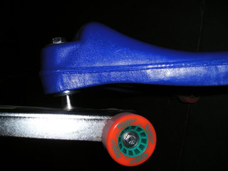 Roller Racer, side view, showing drive wheels behind steering column axis