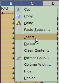 Inserting additional columns.