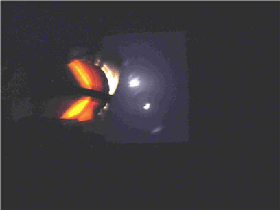 Same view in the dark, showing projected image of the slit.