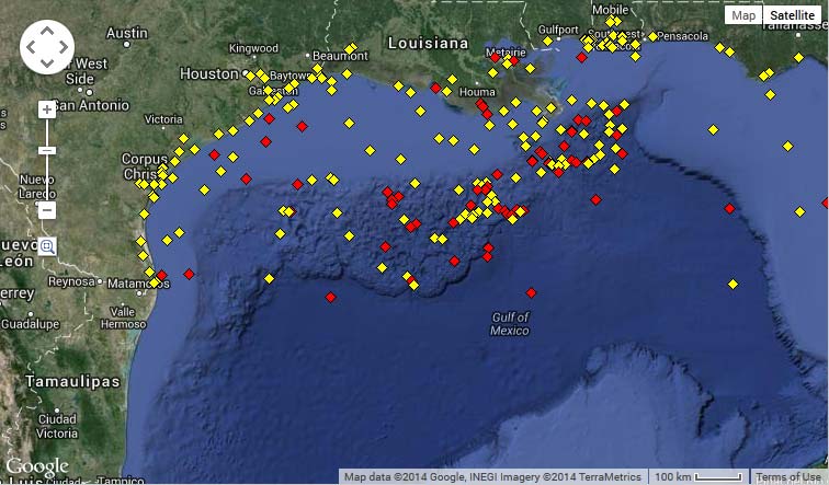 National Data Buoy Center western Gulf of Mexico map.