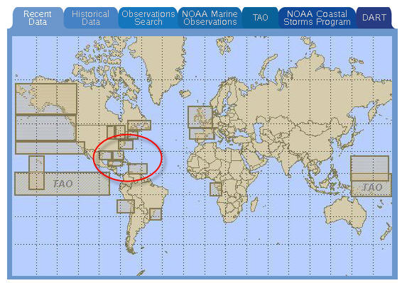 National Data Buoy Center western Gulf of Mexico map.