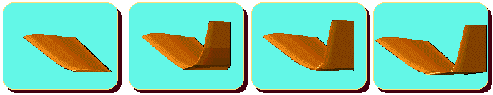 Three different winglet designs. From left to right: no winglet, rounded corner, sharp corner, winglet translated toward trailing edge.