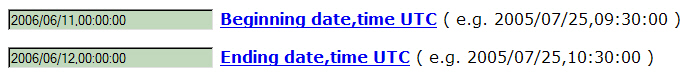 setting the desired time period on the Make a Seismogram! webpage