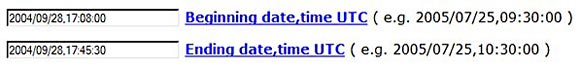 setting the desired time period on the Make a Seismogram! webpage