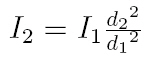 inverse square law relation between the intensities of the two light sources