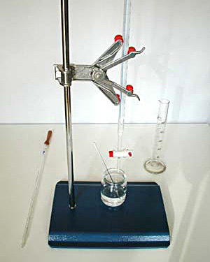 buret set up for an acid-base titration