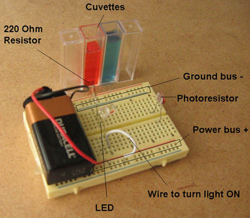 Picture of simple colorimeter circuit