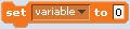 set variable to x Scratch block icon