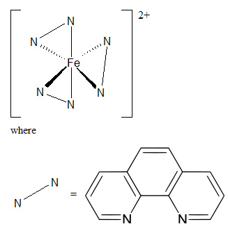 Chemistry Science fair project Structure of phenanthroline molecule complexed with iron.
