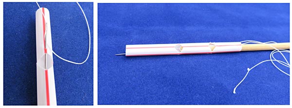 Connecting thread to the joints in an engineering project to make a robot hand out of drinking straws 
Robotics science project