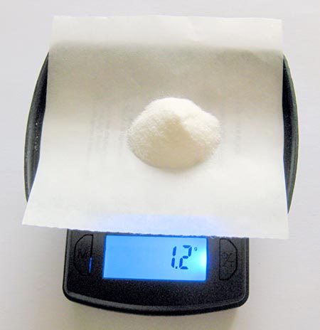 Picture of a scale weighing 1.2 grams of agarose
Biotechnology science project