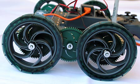 Side view of one set of the robot's wheels.
Robotics science project