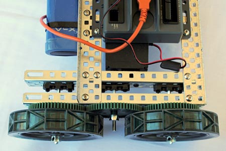 Top view of one set of the robot's wheels.
Robotics science project