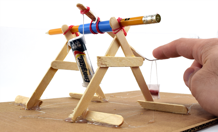 When you build your own mini trebuchet from craft materials, launching