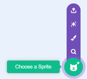 Three star buttons to create new sprites within the Scratch program