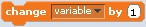 Screenshot of a change variable block in the program Scratch
