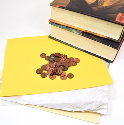 Materials needed to make a paper bridge