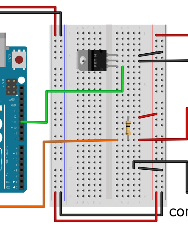 Breadboard diagram of a completed artificial pancreas circuit