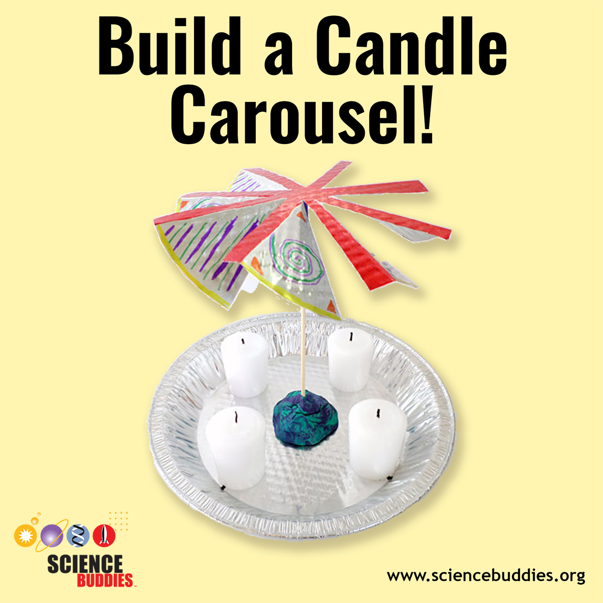 A candle carousel science project example - one of 15+ Winter-themed student science experiments