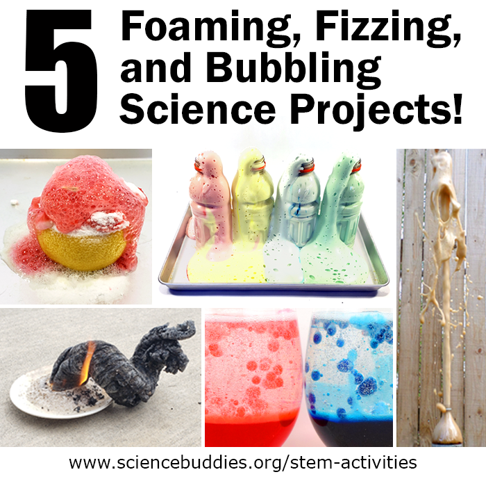 Photo collage of five projects based around bubbles