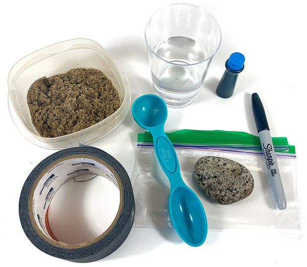 Materials necessary for conducting the 'Make a miniature water cycle model' activity.