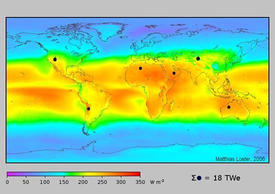 Heat map of the Sun's energy that is absorbed by Earth's surface