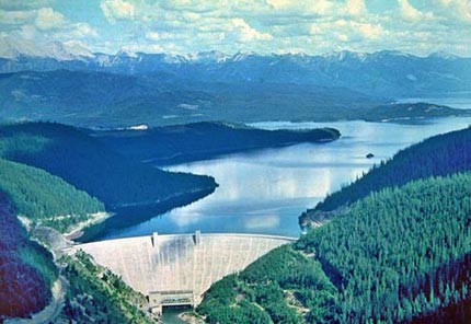 Aerial photo of a large dam