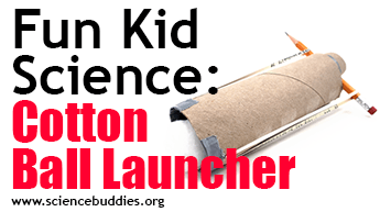 Cotton ball launcher made from a cardboard tube and craft materials