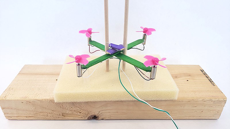  Drone with second popsicle stick added at a right angle to the first one 