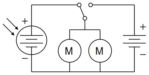 Circuit diagram for a solar powered bristlebot