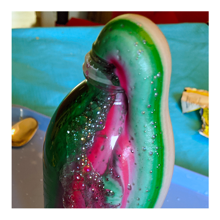 Elephant toothpaste foaming out of a bottle - Awesome Summer Science
