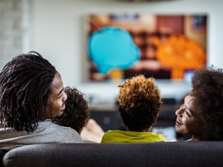 family watching tv