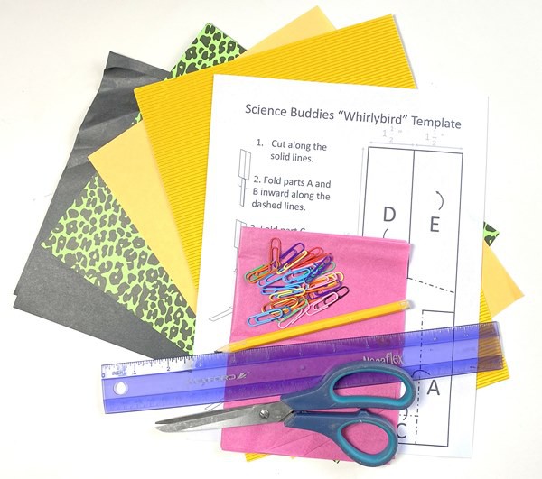 Materials needed to do the paper helicopter engineering lesson