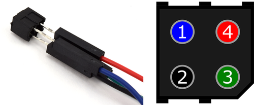 Male-female jumper wires connected to the IR sensor's pins