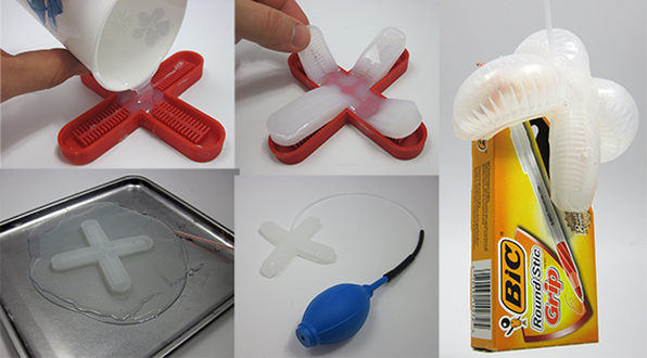 Images showing process of making soft rubber robotic gripper