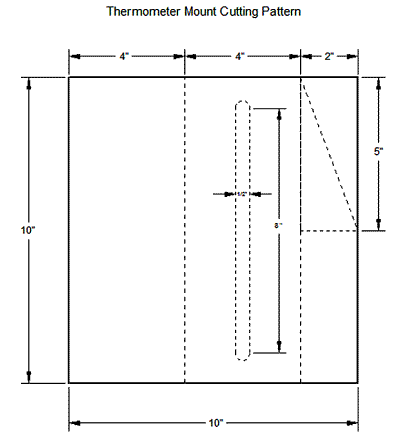 Template for a thermometer mount cut from a foam board