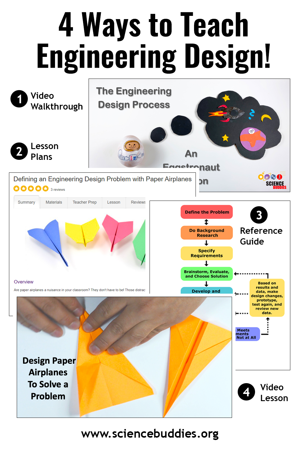 Engineering Design Process video, Engineering Design project guide, Engineering Design lessons, and Engineering Design video lesson - 4 ways to teach the Engineering Design Process to K-12 students