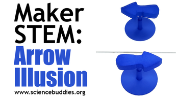 Makerspace STEM: Impossible arrow illusion 3D printed arrow in front of a mirror so you see its reflection as well