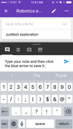 Screenshot of a note added to an experiment in the Google Science Journal app