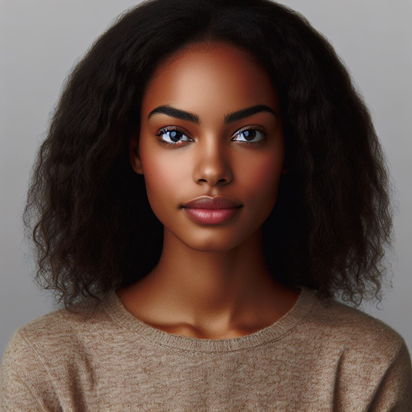 AI generated image of an African American woman with anomalies in the eyes