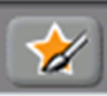 A button with a paintbrush and star used to draw sprites in the program Scratch