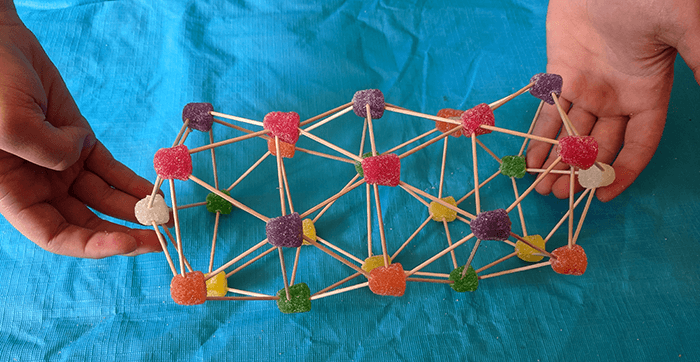 Complicated structure from gumdrops and toothpicks