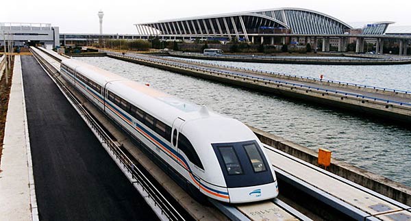 Photo of a maglev train on a track