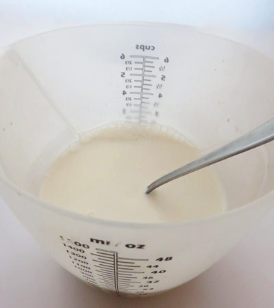 Liquid ice cream in a bowl
