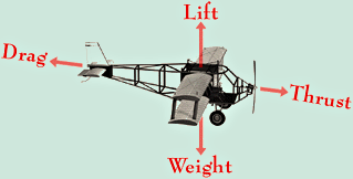 Diagram shows the forces acting on a plane
