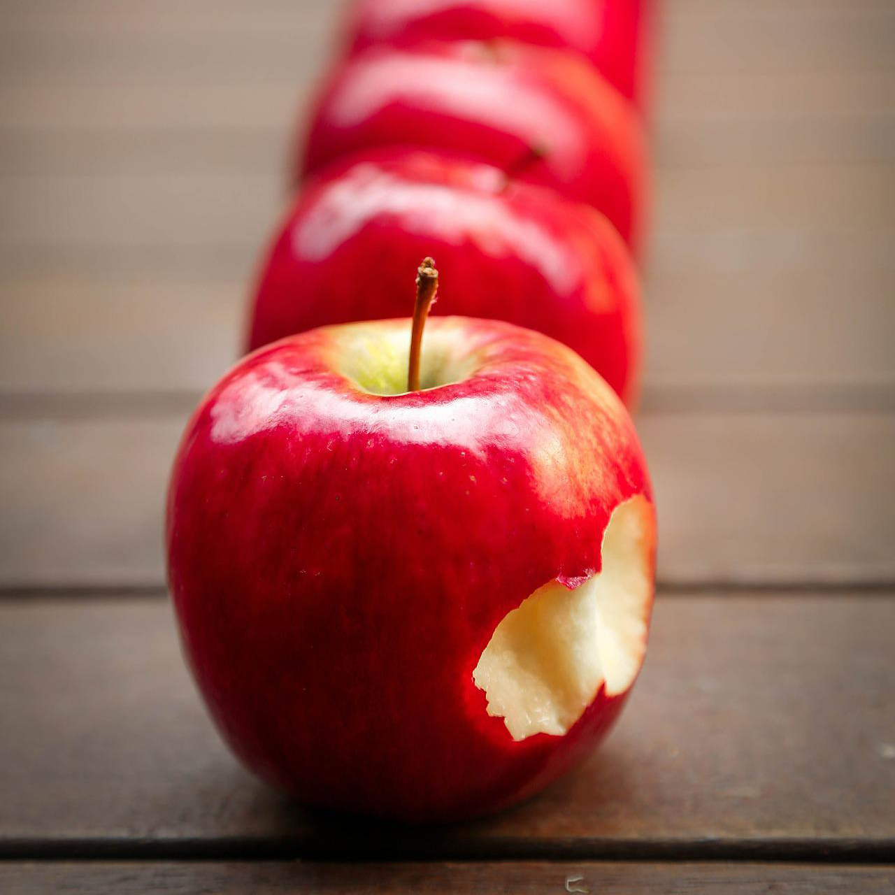 Red apples in a row