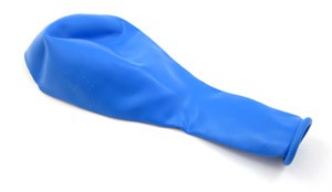 A deflated blue balloon