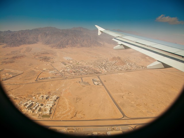 Plane over desert